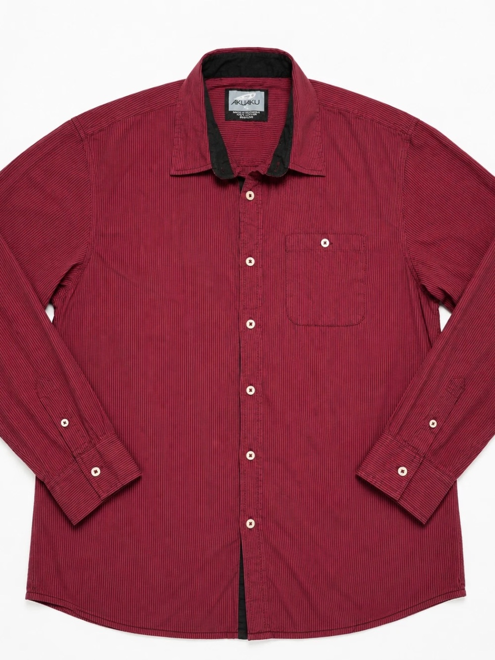 Men's Burgundy Button-Front Casual Shirt